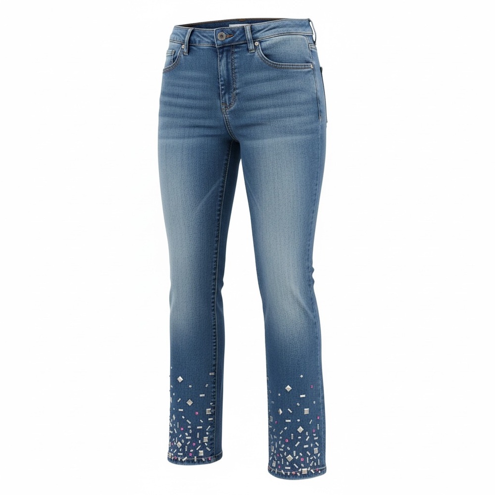 Daisy Denim Straight Leg Jeans with Metallic Details